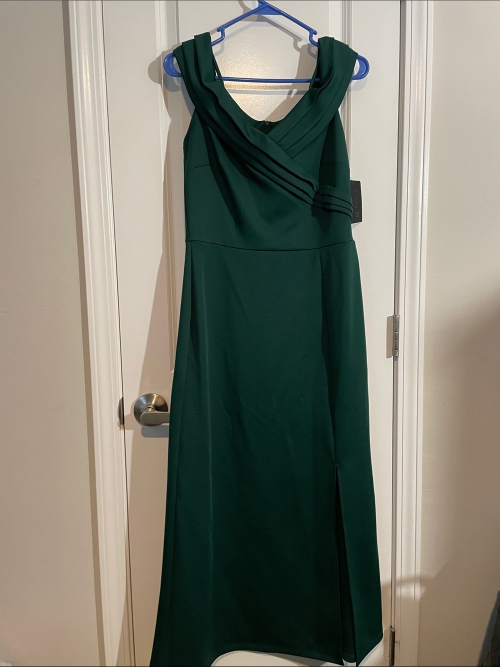 Dark Green Sleeveless Maxi Dress with Draped V-Neck
